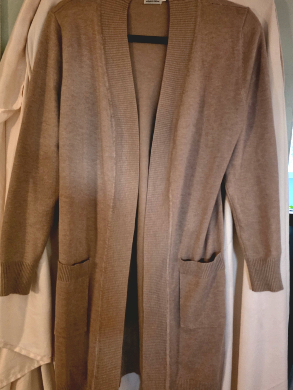 Cielo Open-Front Long Cardigan in Taupe Brown